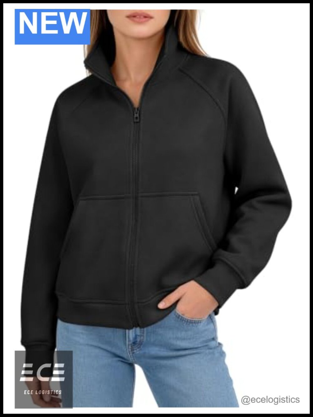 Womens Zip Up Fleece Sweatshirt Stand Collar Cropped Y2K Hoodie Jacket